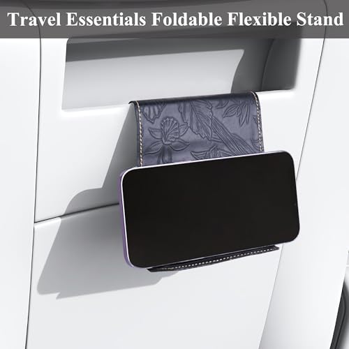 Airplane Travel Essentials for Flying Flex Flap Cell Phone Holder & Flexible Tablet Stand for Desk, Bed, Treadmill, Home & in-Flight Airplane Travel Accessories(1-Carved Black) - color: 1-Carved Black