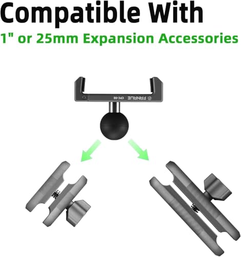 FANAUE Aluminum Bike Phone Holder with 1" Ball for Smartphones with a Width of 2.3" to 3.7", Compatible with RAM Mounts B Size Double Socket Arm & Motorcycle Phone Mount [150mph Wind Anti-Shake]