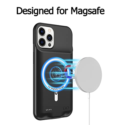 Battery Case for iPhone 12/12 Pro,Upgraded 10000mAh Portable Protective Charging Case with Wireless Charging Compatible with iPhone 12/12 Pro (6.1 inch) Battery Pack Charger Cover with Carplay (Black) - size: iPhone 12/12 Pro
