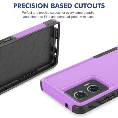 for Moto G Stylus 5G 2024 Case: Dual Layer Protective Heavy Duty Cell Phone Cover Shockproof Rugged with HD Screen Protector - Military Protection Bumper Tough - Motorola Moto G Stylus 5G 2024, Purple - color: Purple (PC) + Black (TPU)