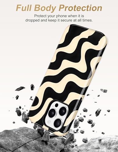 Jusy Magnetic Zebra Phone Case for iPhone 17 Pro Max,Beige Curve | Compatible with MagSafe, Cute Aesthetic Zebra Design, TPU and PC Protective Shockproof Cover - color: Beige Curve