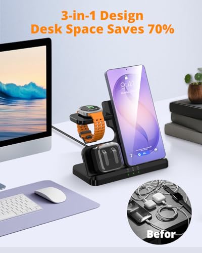 15W Qi-Certified 3-in-1 Wireless Charger for Samsung