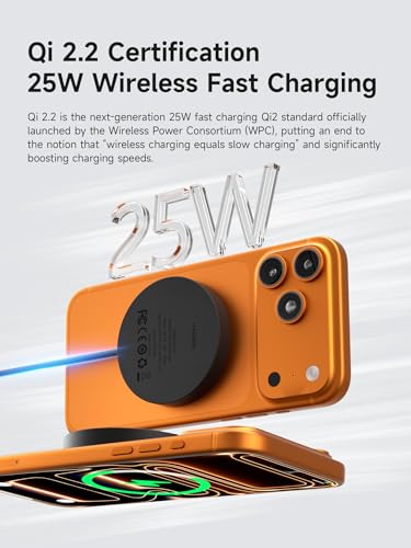 Hagibis Magnetic Wireless Charger, Qi2.2 Dual-Sided Magnetic 25W Magsafe Fast Charging Pad for iPhone 17 16 15 Pro Max, AirPods4/3/2/Pro, Galaxy S26 S25 S24 Ultra, Pixel 10 Series (Black) - color: Black