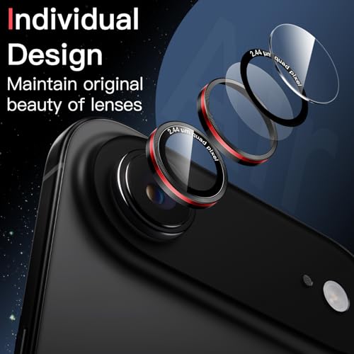 JETech Camera Lens Protector for iPhone Air, Black+Red, 1 Set - size: iPhone Air