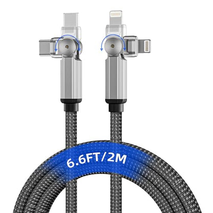 90 Degree USB C to Lightning Cable, Rotating Charger for iphone with 180° Rotating Head, 6FT MFi Fast Charger & Sync Data Type C to Lightning Right Angle Swivel Lightning Cable for iPhone 14 13 12 11
