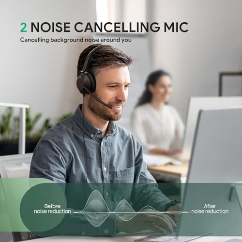 Yealink UH35 Wired Headset,USB-A,AI Noise Canceling Mic,Call Control,On-Ear (Pack of 2) - color: USB-A (Teams), size: Dual-Ear (Pack of 2)