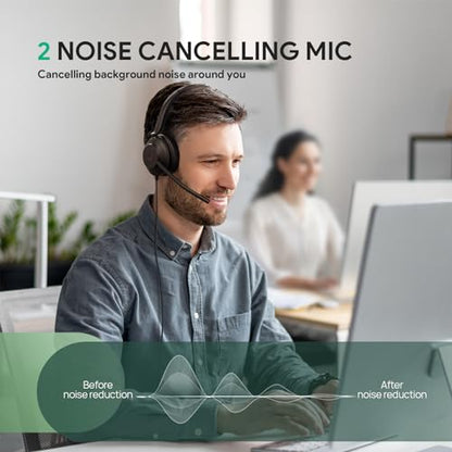 Yealink UH35 Wired Headset,USB-A,AI Noise Canceling Mic,Call Control,On-Ear (Pack of 2) - color: USB-A (Teams), size: Dual-Ear (Pack of 2)