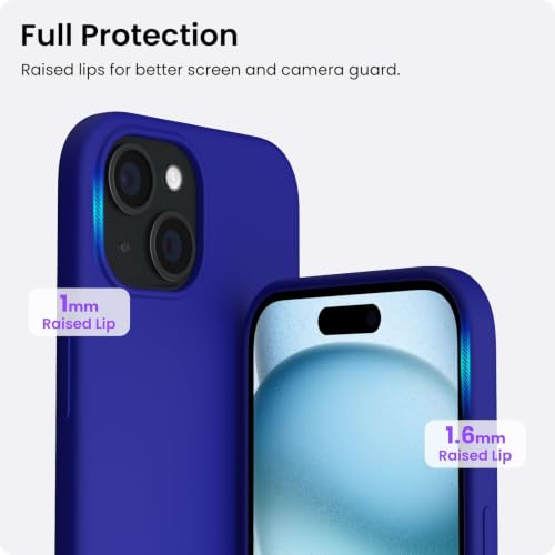 ORNARTO Compatible with iPhone 15 Case 6.1, Slim Liquid Silicone 3 Layers Full Covered Soft Gel Rubber Phone Case, Anti-Scratch Shockproof Protective Cover 6.1 Inch, Klein Blue - color: Klein Blue