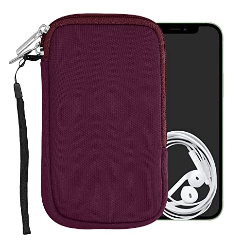 kwmobile Universal Phone Pouch Size L - 6.5" - Neoprene Smartphone Pouch with Zip - Water-Repellent Mobile Phone Case - Sleeve in Berry - color: berry, size: L - 6.5"