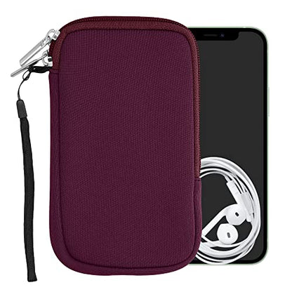 kwmobile Universal Phone Pouch Size L - 6.5" - Neoprene Smartphone Pouch with Zip - Water-Repellent Mobile Phone Case - Sleeve in Berry - color: berry, size: L - 6.5"