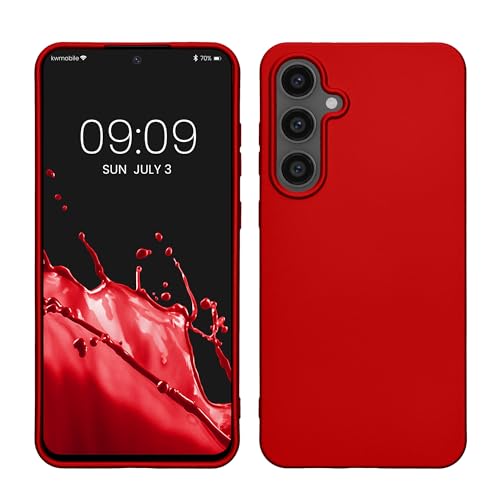 kwmobile Case Compatible with Samsung Galaxy S24 FE Case - Soft Slim Metallic TPU Silicone Cover - Metallic Dark Red - color: metallic dark red, size: Galaxy S24 FE
