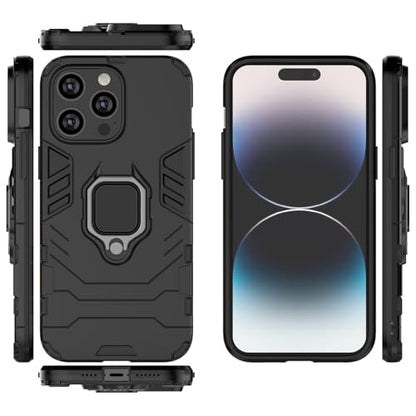 Magnet Case for iPhone 16 Pro Max Shockproof Hard Phone Cover with Grip, Metal Ring Kickstand Bumper Shell [Compatible with Magnetic Car Mount] (Black) - size: iPhone 16 Pro Max
