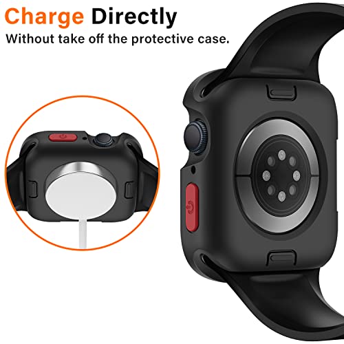 Amizee Rugged Case Compatible with Apple Watch Case Series 9/8/7 41mm SE 3/2/1 Series 6/5/4 40mm, Soft TPU Shockproof Bumper Drop Proof Protective Cover Compatible with iWatch - Black - color: Black, size: 40mm/41mm