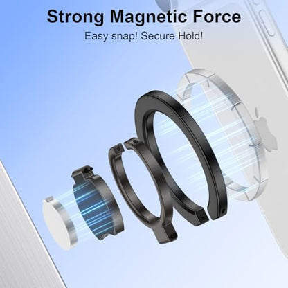 Magnetic Phone Ring Holder for MagSafe Dual-Side 360° Rotation Strong Magnet Finger Cell Phone Ring Grip Stand MagSafe Kickstand for iPhone 17 Pro Max/17 Pro/17/16/15/14/13/12,Samsung,Android,iPad