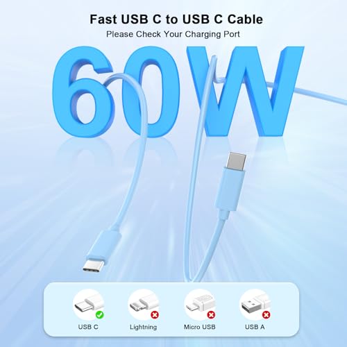 iPhone 17 16 15 Charger Fast Charging 10FT, 20W USB C Charger Block & Cable - color: Blue
