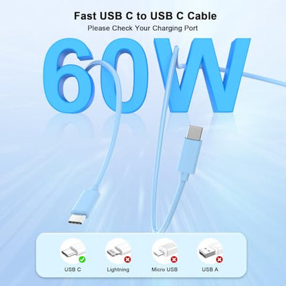 iPhone 17 16 15 Charger Fast Charging 10FT, 20W USB C Charger Block & Cable - color: Blue
