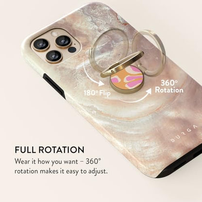 BURGA Cell Phone Ring, Holder Grip and Stand - Finger Phone Grip for Back of Smartphone Case, Kickstand 360 Rotation, Universal Ring for iPhone Samsung Galaxy Huawei Google Pixel, Stylish Accessories - color: Aloha, style: Gold