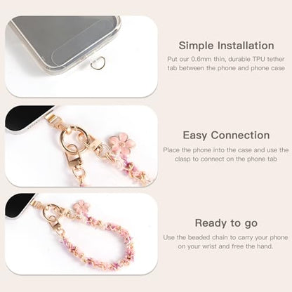 Long Pond Designer Cell Phone Wrist Strap, Anti-Lost Lanyard Wristlet Charm for iPhone 17 Pro Max&Most Cellphones, Detachable Bracelet - style: Velvet Pink