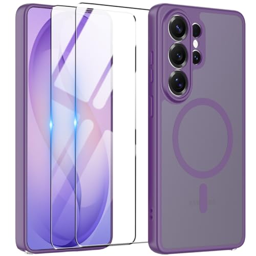 Magnetic for Samsung Galaxy S26 Ultra Case with Screen Protector 2X,Compatible with MagSafe,Phone Case Slim Hard PC Silicone Bumper Shockproof Protective Cover for Samsung S 26 Ultra 5G,Purple - color: Purple, size: Samsung Galaxy S26 Ultra