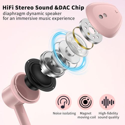 USB C Earbuds Wired Headphones for iPhone 18 Pro Max 17 16 17e,Pink - color: Pink