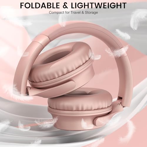 USB C Wired Over-Ear Headphones with Microphone - color: Rose Gold