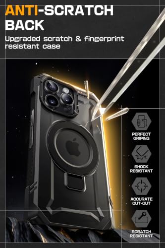 SUPCASE for iPhone 15 Pro Max Case (6.7 inch), Compatible with MagSafe | Built-in Kickstand, Military-Grade Protection, Heavy Duty Magnetic Phone Case,4X Shockproof Air Bag,Black,Unicorn Beetle Grip