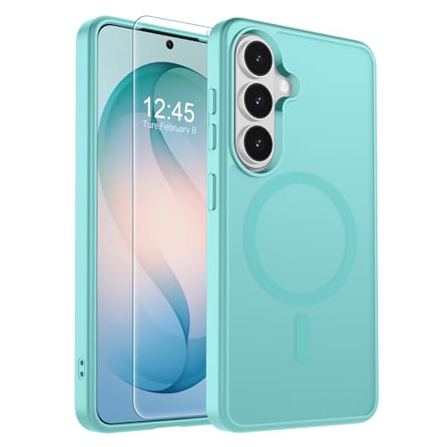 SUPFINE Magnetic for Samsung Galaxy S26 Case with Screen Protector, (Built-in Magnets) (Military Grade Drop Protection) Slim Translucent Shockproof Phone Case,Blue Green - color: Blue Green, size: S26 6.3"