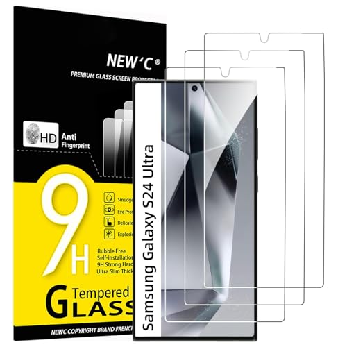 NEW'C for Samsung Galaxy S24 Ultra Screen Protector Tempered Glass - size: S24 Ultra 6.8 inches