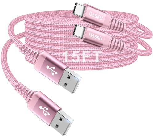 USB to USB C Cable [15FT 2Pack], Long USB C Cable 3A Fast Charging, USBA to - color: Pink, size: 15FT 2Pack, style: USB A to USB C