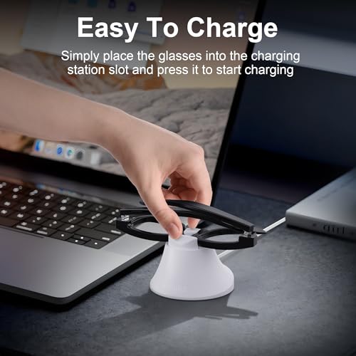 Charging Station Compatible with Ray-Ban Meta Wayfarer/Gen 2 and Skyler/Gen 2 Accessories, Magnetic Charger Dock Stand with Fast Charging & LED Indicator for Smart Glasses & Glasses Case - size: White