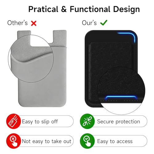 oakxco Phone Wallet Stick On, Slim Thin Adhesive ID Credit Card Holder Wallet Pocket Back of Phone Case, Hard Shell Plastic Sleeve Sticky Card Wallets Pouch for iPhone Samsung Pixel, Black - color: Black