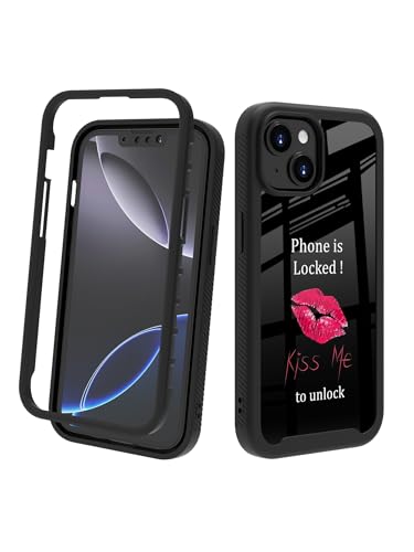 Compatible with iPhone 14 / iPhone 13 Case – Rugged Full-Body Protective Cover for Women Girls Dual Layer Shockproof Bumper, Heavy-Duty Phone Case - Lips Kiss Me to Unlock 060 - color: Lips Kiss Me to Unlock 060