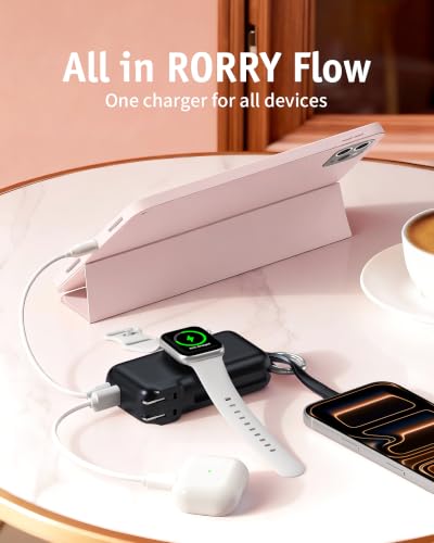 RORRY Flow Portable Charger 10000mAh 40W Wall Plug Power Bank Battery Pack - color: Black