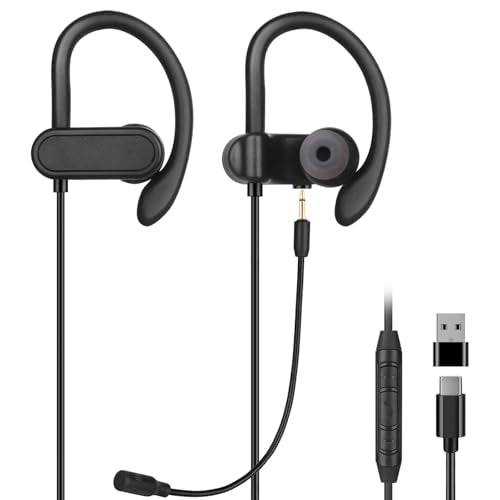 USB C & A Wired Earbuds with Boom Mic for Phone & PC, Ideal for Call & Work