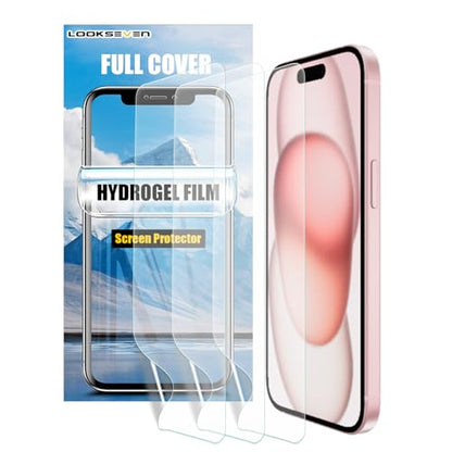 LOOKSEVEN 3 Pack Hydrogel Film For iPhone 15 - size: iPhone 15