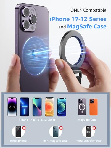 SUPERONE for MagSafe Phone Grip with Soft Finger Strap & Magnetic Kickstand - color: Black