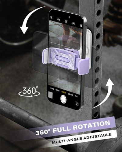 APPS2Car Gym Magnetic Phone Holder, 360 Adjustable, Compatible with 4.7-6.5" Smartphones, Alloy Base and Joint, Gym Accessories for Women, Purple - size: Purple - 1 Pack