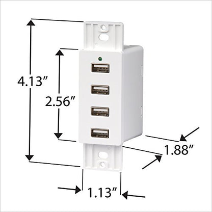 Magnadyne Wall Mount USB-A Charging Ports for RV & Vehicle Use, Includes Wall Plate (White)