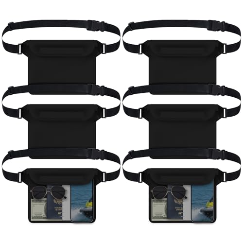 6 Pcs Waterproof Pouch Dry Bag Fanny Pack for Beach Swimming,Black | Dry Bag Purse for Phone, Wallet Reusable Lightweight Belt Pouch, Water Wallet for Kayaking Boating Travel Water Activity - color: Black