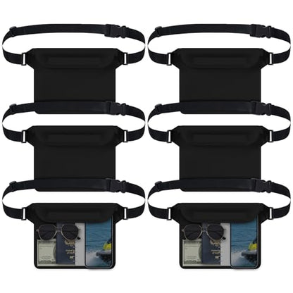 6 Pcs Waterproof Pouch Dry Bag Fanny Pack for Beach Swimming,Black | Dry Bag Purse for Phone, Wallet Reusable Lightweight Belt Pouch, Water Wallet for Kayaking Boating Travel Water Activity - color: Black
