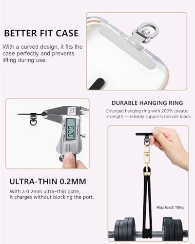 2 Pack Stainless Steel Phone Tether Tabs - Phone Lanyard Tab, Universal Lanyard Patches for phone cases - color: Rose Gold