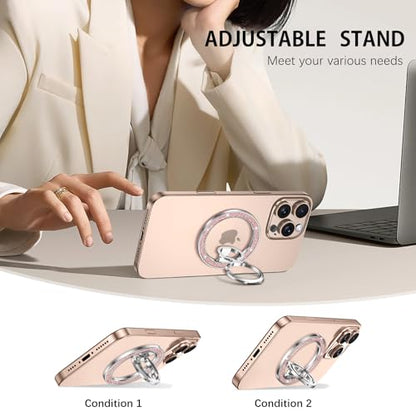 (Flexible Rotation) GUAGUA Magnetic Phone Ring for MagSafe Grip [Super Magnet] Stylish Ring Holder Stand, Mag Safe Accessories for iPhone 17 16 15 14 Pro Max Plus Air, Silver - color: Silver