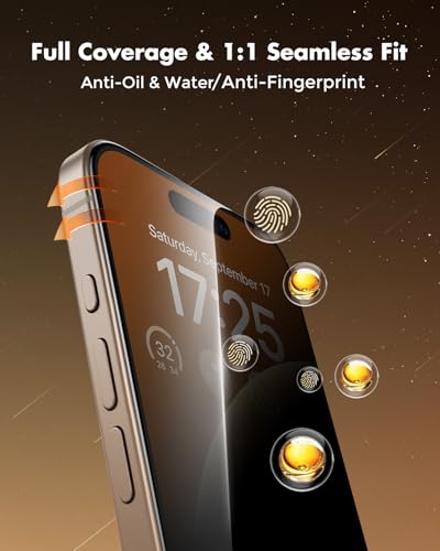 UNBREAKcable Privacy Screen Protector for iPhone 16 Pro, Full Coverage Shatterproof Tempered Glass [True 28°Anti Spy] [9H Hardness] [Easy Installation Frame] 2-Pack Private Screen for iPhone 16 Pro - size: iPhone 16 Pro