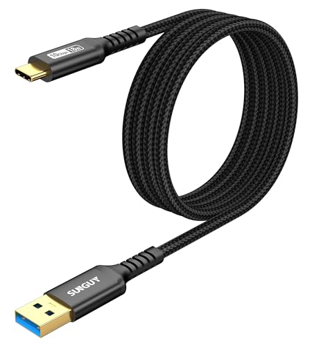 SUNGUY 10Gbps USB C 3.1 Gen 2 Cable, 4FT USB A to USB C 3A Fast Charging & Data Transfer Android Auto Cable Compatible with iPhone 17/16/15 Pro Max, Galaxy S23 S22 Ultra Note 20, SSD (Black) - color: Black, size: 4ft