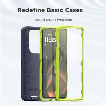 for Motorola Moto Edge 5G 2025 Case, Heavy Duty Protective Case with [3 in 1] Rugged Rubber Shockproof Protection Cover for Moto Edge 2025(Dark Blue/Green) - color: Dark blue/Green