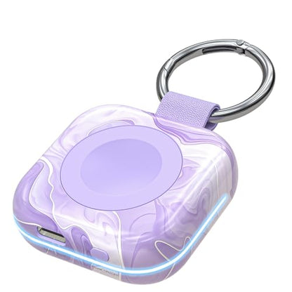 HUOTO Portable Wireless Charger for Apple Watch Magnetic iwatch Charger 1200mah Power Bank Camping Travel Essentials Watch Charger for Series 11/10/9/8/7/6/Se/5/4/3/2/1/Ultra/Ultra 2/Ultra 3 - color: Night Purple