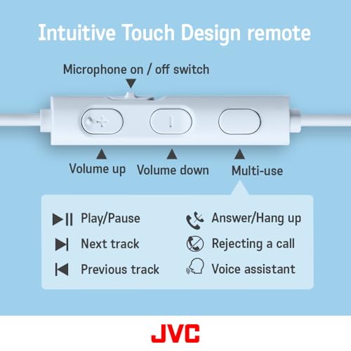JVC USB-C Wired Earbuds Headphones, Delay-Free for Videos and Gaming, Built-in DAC Reduces Noise and Improves Sound Quality, 10.7 mm Diameter Neodymium Drivers - HAFR17UCA (Blue) - color: Blue