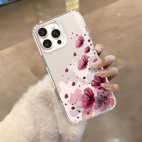 IAIYOXI Clear Case for iPhone 16 Pro, [Crystal Clear Military-Grade Drop Protection], Non-Yellowing, Slim Lightweight Transparent TPU Bumper Phone Case Cover Design - Purple Flower - color: Purple Flowers, size: iPhone 16 Pro