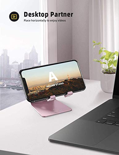 Lamicall Aluminum Cell Phone Stand for Desk, Pink Desk Accessories - color: rose gold