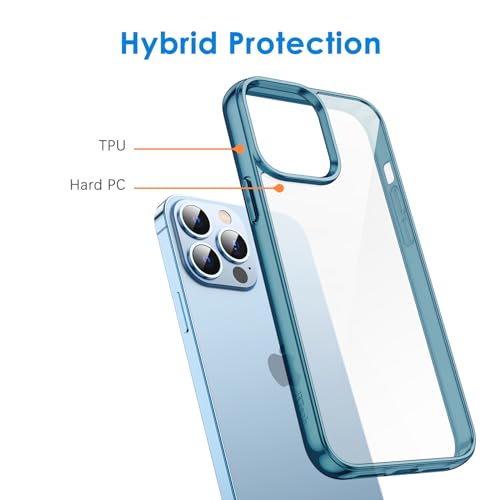 JETech Case for iPhone 13 Pro, Anti-Yellowing, Navy Blue | Shockproof Protection, Scratch Resistant Hard PC Back, Durable Transparent TPU Bumper - color: Navy Blue